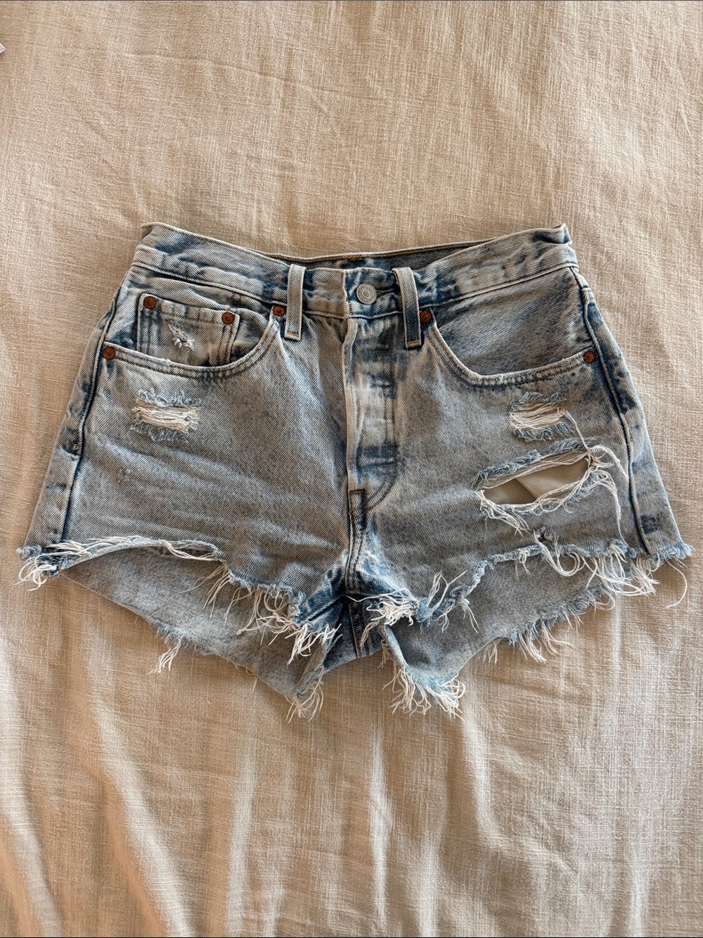 Levi’s 501 Light Wash Distressed Denim Shorts - Women